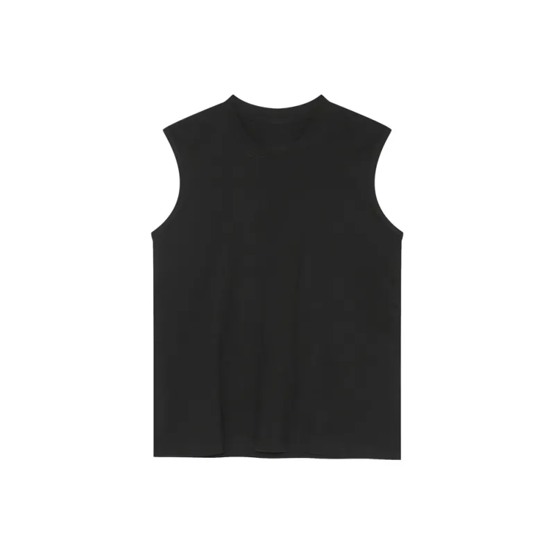 Voguo Relay 100% Cotton Versatile Solid Color Tank Top Unisex Black White-3