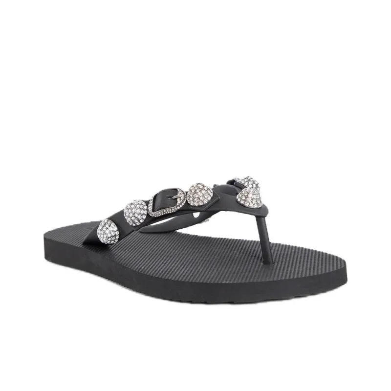 Balenciaga Cagole Flip Flops Women's Black-2