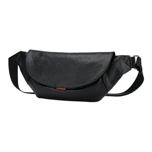 VIHUS Top Grain Cow Leather Fanny Pack Regular Men's Black