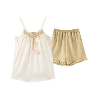 XIAFENYAN Pajama Set Women's Apricot