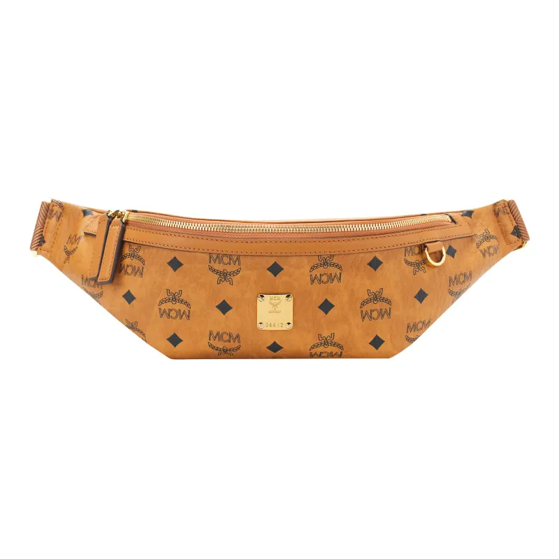 MCM Fursten Visetos Artificial Leather Shoulder Bag, Crossbody Bag, Fanny Pack Medium Size Unisex Brown Cognac-0