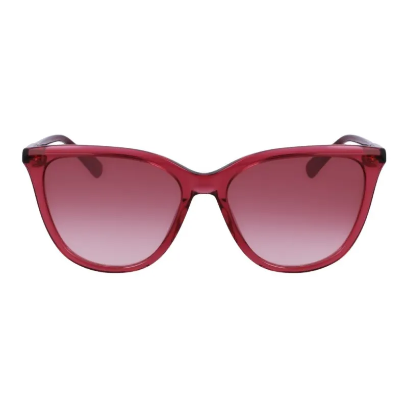 LONGCHAMP Acetate Irregular Shape Sunglasses Unisex Burgundy-1