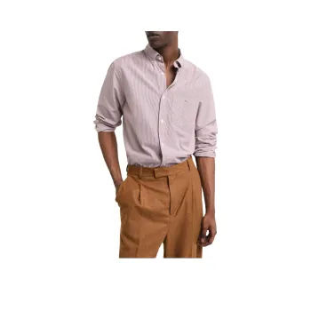 GANT Regular Fit Banker Stripe Poplin Shirt Shirt Men's Burgundy