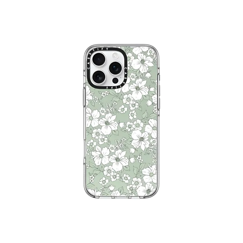 CASETIFY TPU Material Mint White Flower, Spring Floral Phone Cases Compatibility With IPhone 16 Collection Refreshing-0