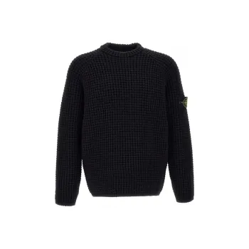 STONE ISLAND Compass Logo-badge Waffle-knit Jumper