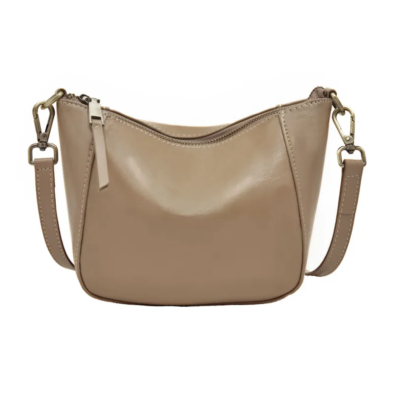 Old Man's Head Top Grain Cow Leather Crossbody Bag Regular Women's Black/White/Lemon/Khaki-17