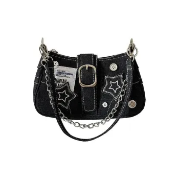 JANE KLAIN Denim Shoulder Bag Regular Unisex Black