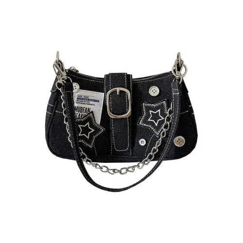 JANE KLAIN Denim Shoulder Bag Regular Unisex Black