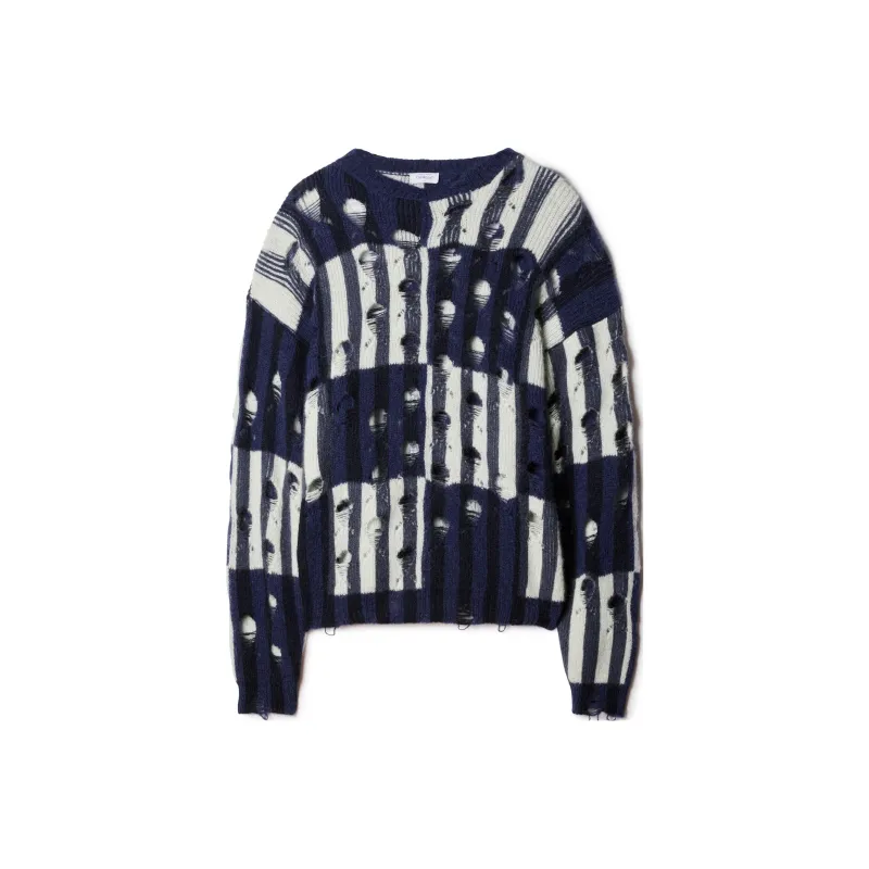 OFF WHITE Shibori Distressed Crewneck Long Sleeved Jumper-0