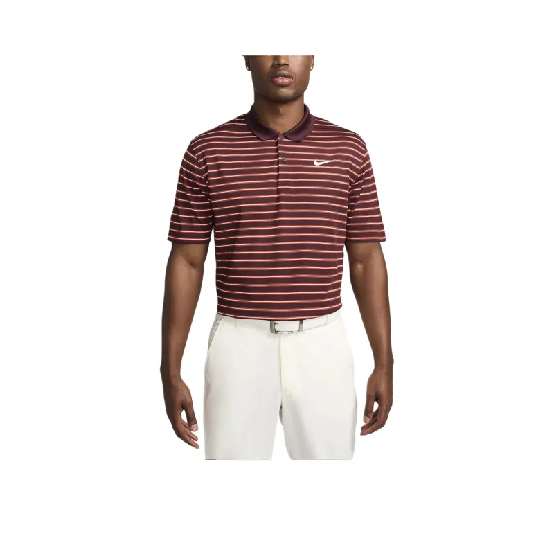 Nike Dri-Fit Dri-FIT Victory Striped Golf Polo Shirt Men's Brown Red-0