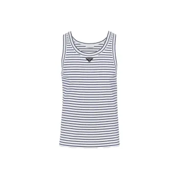 PRADA Triangle logo Striped Tank Top