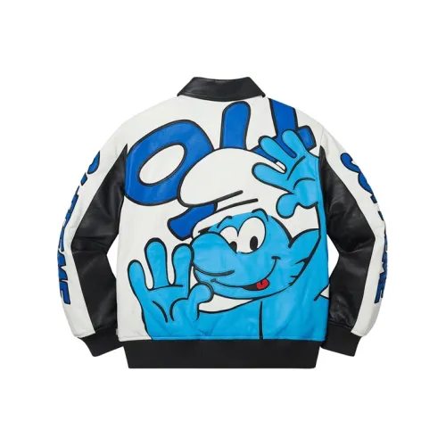 Supreme Smurfs Leather Varsity Jacket