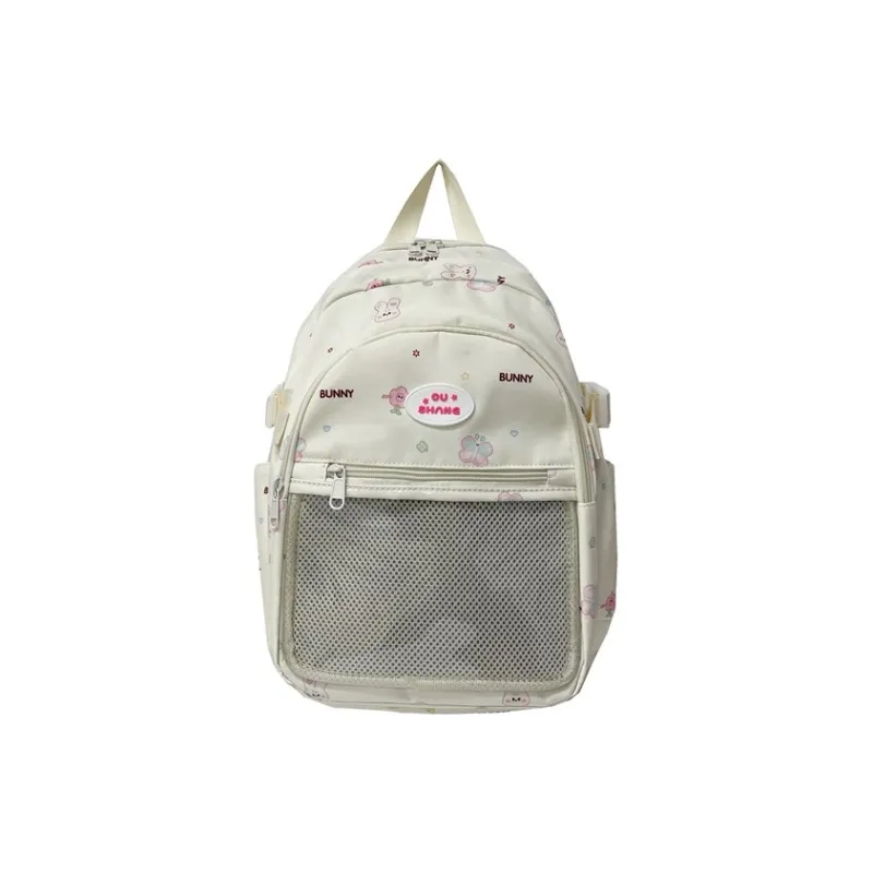 Single Warehouse PVC Polyvinyl Chloride Composite Fabric Backpack Regular Women's White/Blue-0