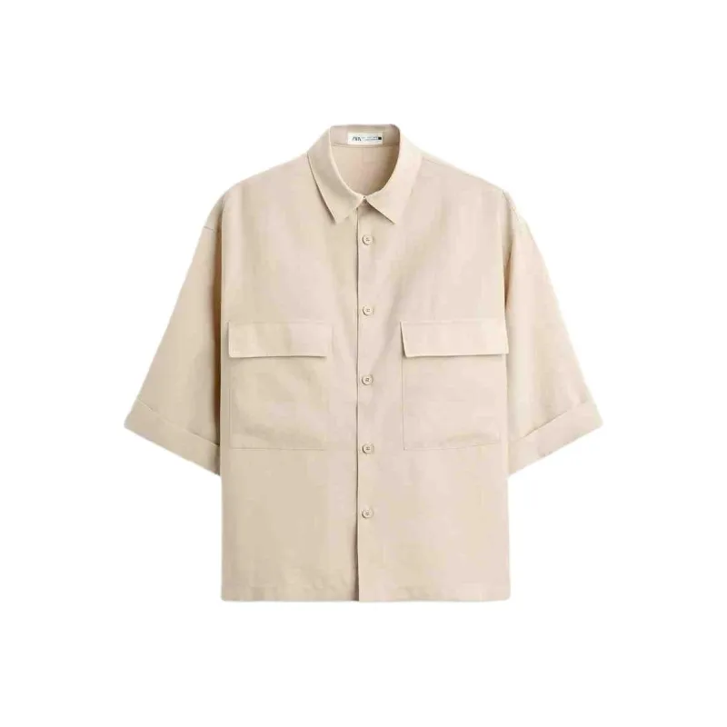 ZARA Shirts Men Sand-0