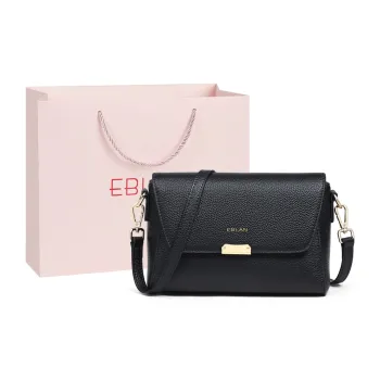 EBLAN Cow Leather Shoulder Bag, Crossbody Bag, Small Square Bag Regular Women's Black