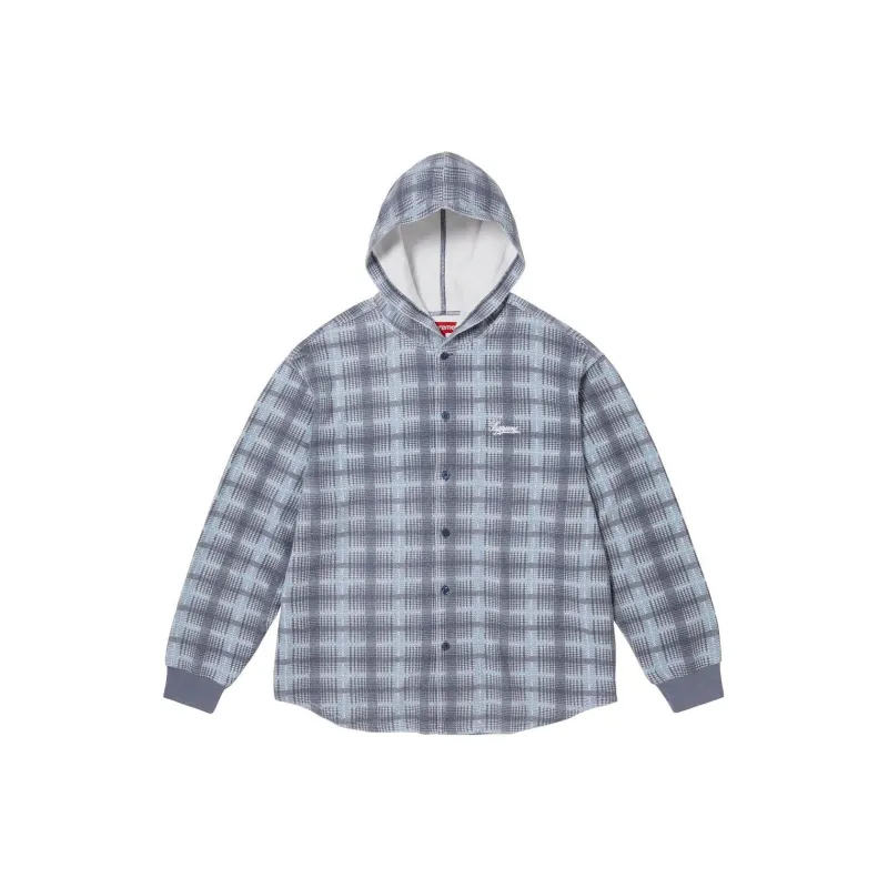Supreme Hooded Plaid Knit Shirt-1