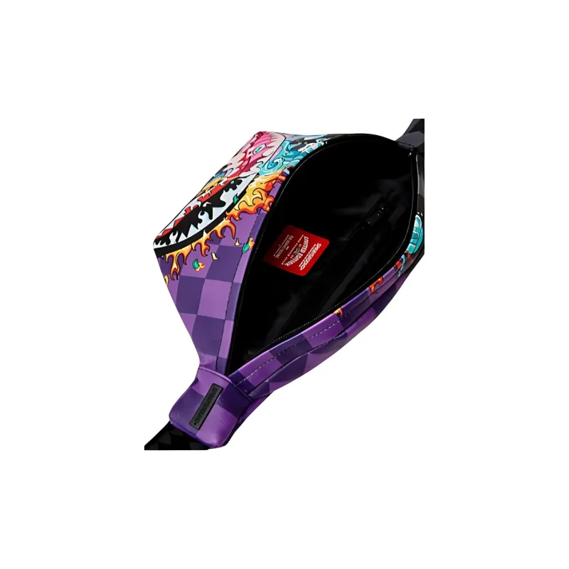 SPRAYGROUND Artificial Leather Crossbody Bag, Fanny Pack Regular Unisex Black Purple-4