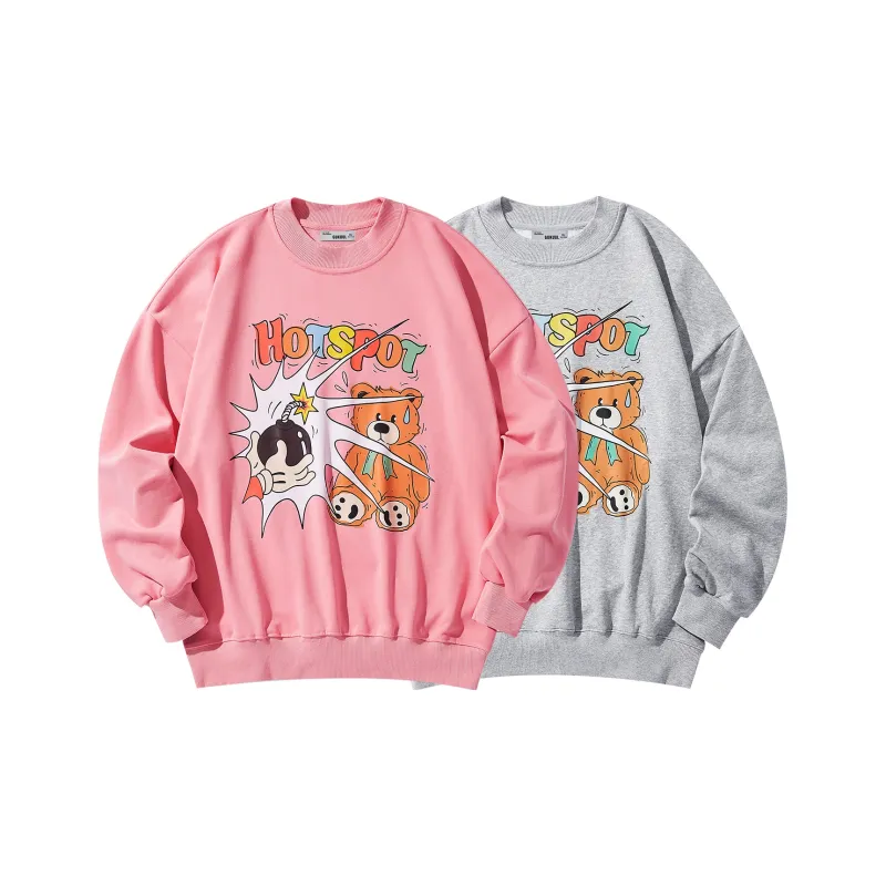 GUKUUL Bear Letter Print Pullover Sweatshirt Unisex-5