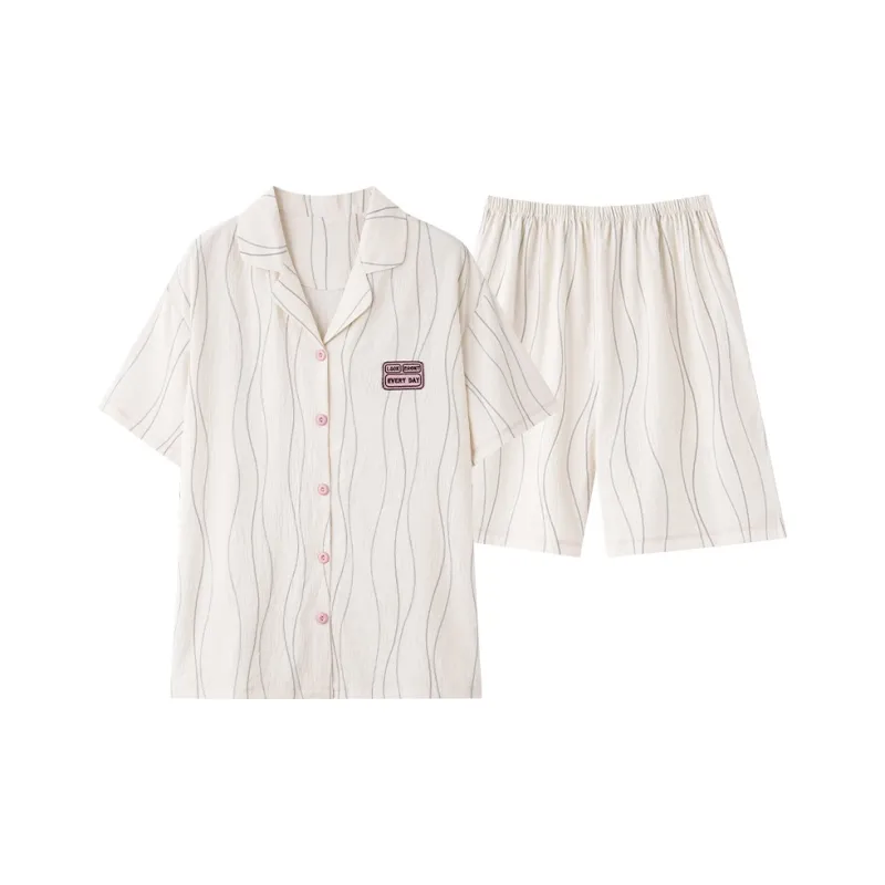 XIAFENYAN Pajama Set Unisex Apricot-0