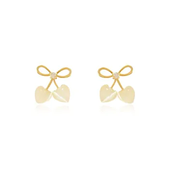 BNNYW Glass Cat Eye Jade Stud Earrings Women's