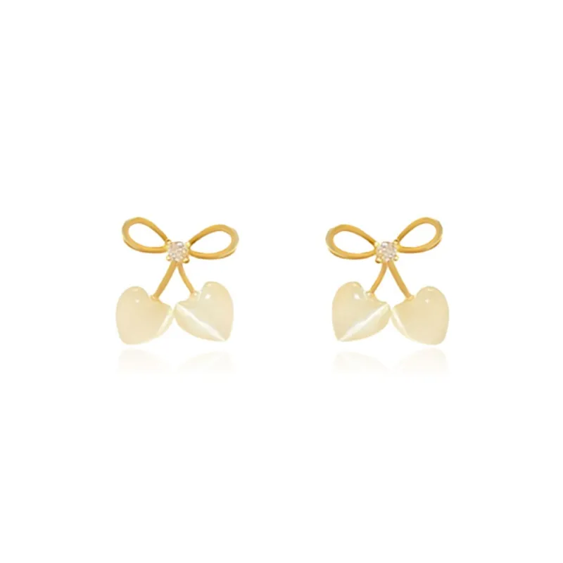 BNNYW Glass Cat Eye Jade Stud Earrings Women's-0