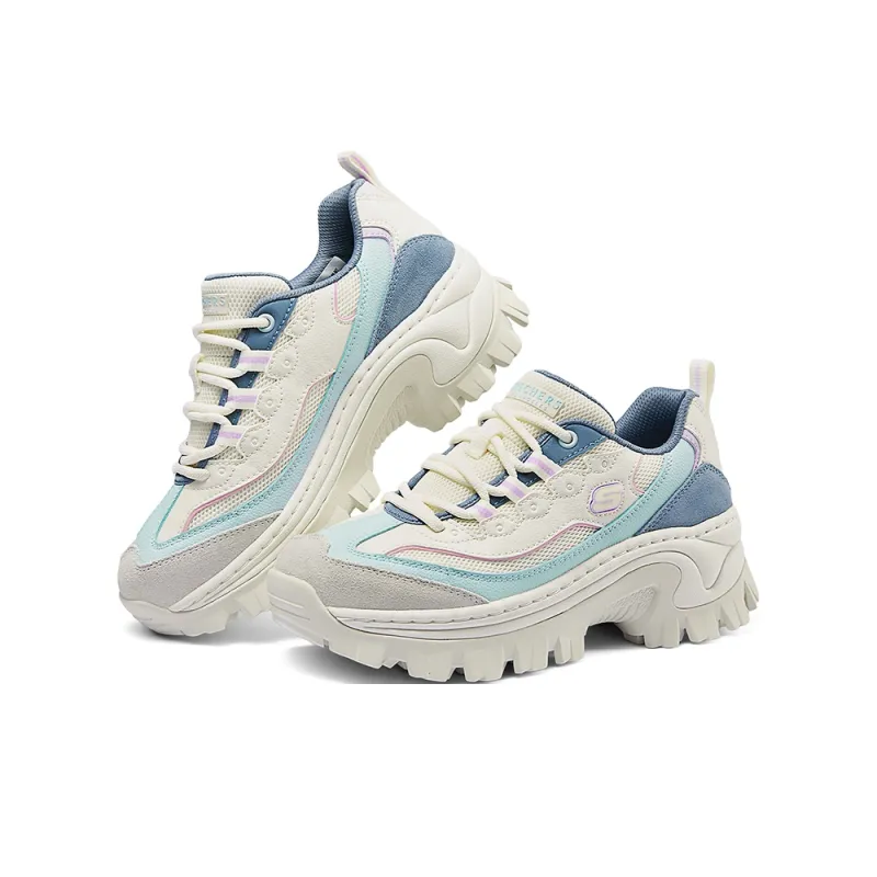 Skechers Street Anti Slip Wear Resistant Low Top Casual Shoes Women's White Blue Gray-2