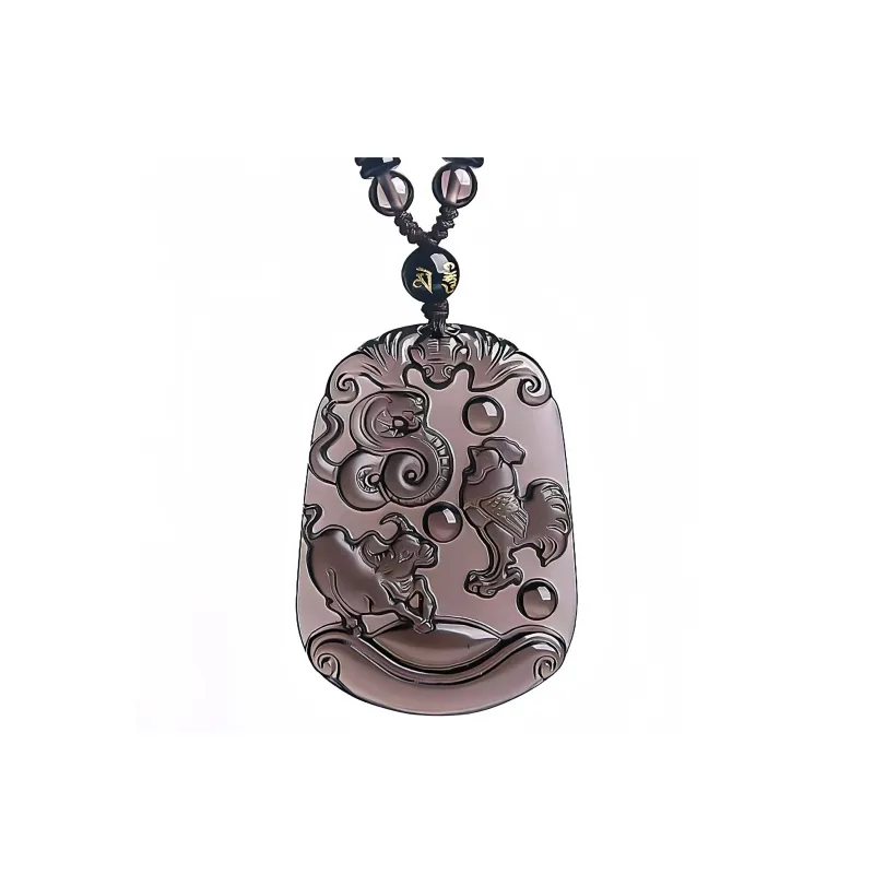 Lingxiang Yurun Obsidian Necklaces Unisex-15