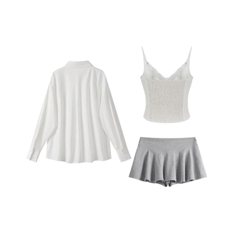 XIAOJUCHUANLI Skirt Set Women's White Three Piece Set-1