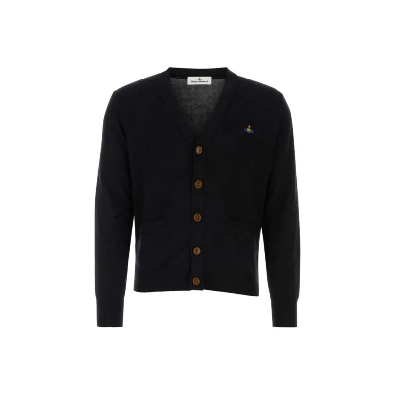 Vivienne Westwood Orb Logo Embroidered V Neck Cardigan-0