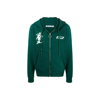 OFF WHITE Slim Fit Kiss 21 Full Zip Hoodie