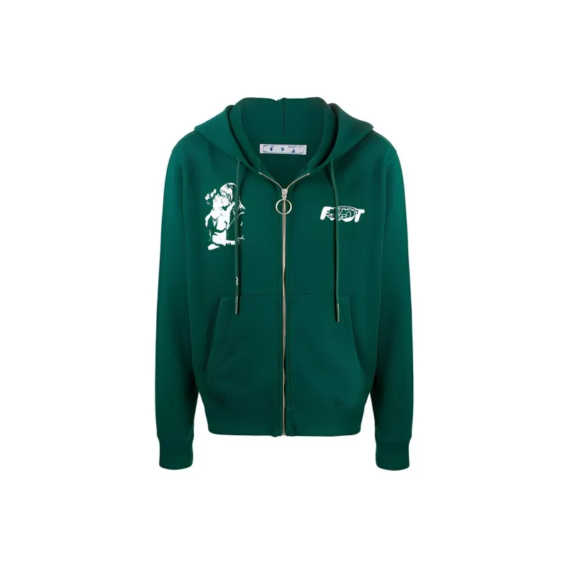 OFF WHITE Slim Fit Kiss 21 Full Zip Hoodie-0