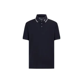EMPORIO ARMANI Mercerised Piqué Polo Shirt With Micro Eagle Embroidery