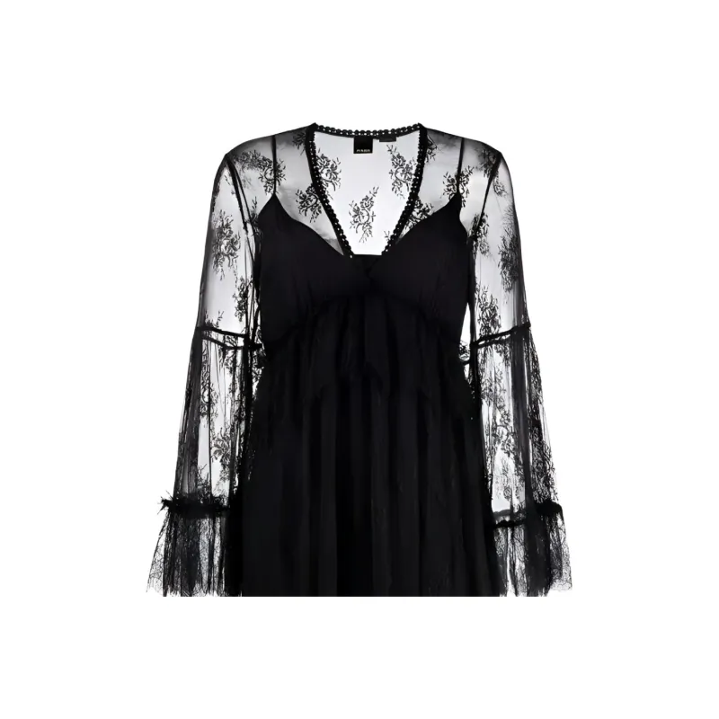 PINKO Long Sleeved Dresses Women's Black-4