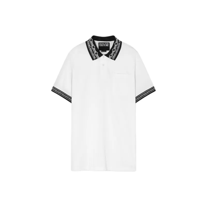 VERSACE JEANS COUTURE Contrasting trim Piqué Polo Shirt-0