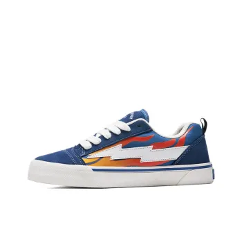 VFTS Anti Slip Wear Resistant Low Top Skateboard Shoes Unisex Royal Blue Flame