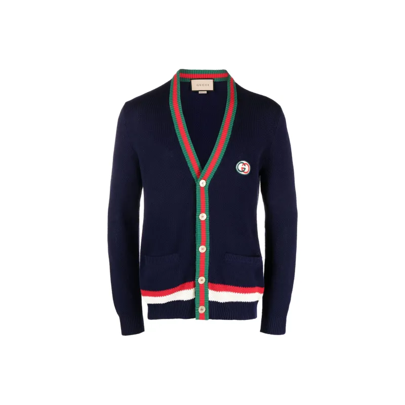 GUCCI Web stripe Button up Cardigan-0