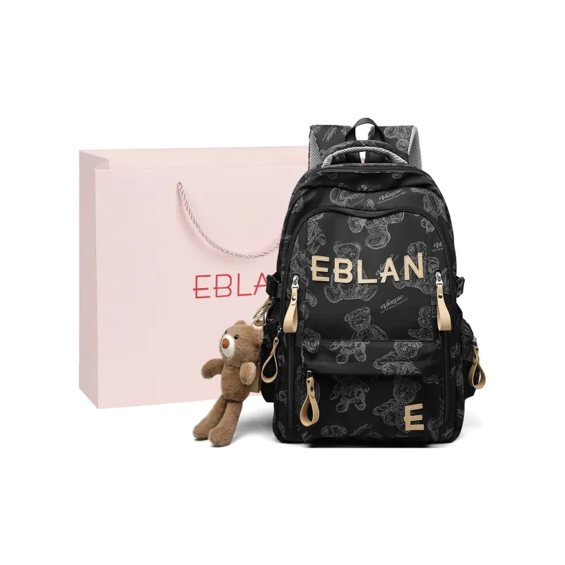 EBLAN Fabric Backpack Regular Unisex Ecru/Black-5
