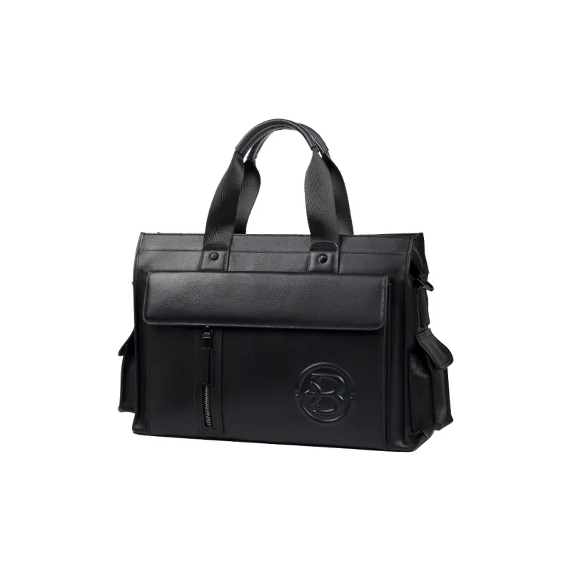 VIHUS Top Grain Cow Leather Portable Briefcase Regular Men's Black-1