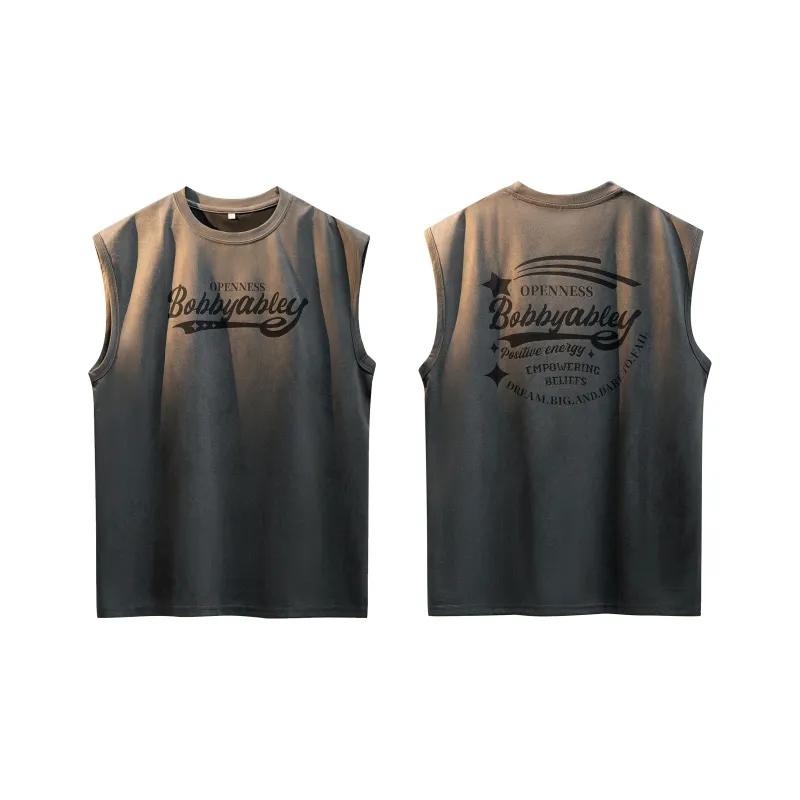 BOBBY ABLEY Versatile Loose Fit Straight Fit Letter Moisture Wicking Sleeveless Tank Top Unisex-21