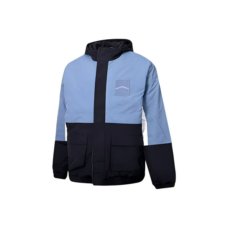 Vans Colorblock Hooded Puffer Jacket Men's Gray Blue-2