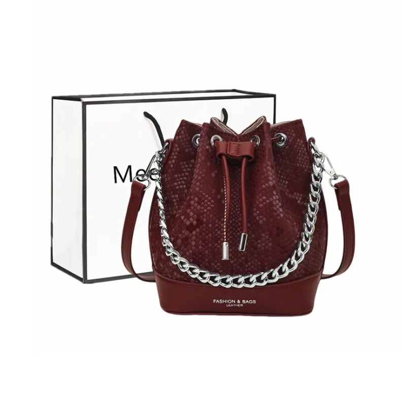 Fitchell PU Bucket Bag, Crossbody Bag Regular Women's Silver/Pink/Black & White/Black/Red/White-4