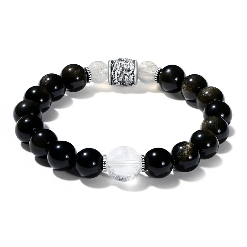 PUTUOSHANWENCHUANG Obsidian Bracelets Unisex-0