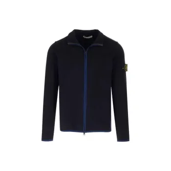 STONE ISLAND Compass Patch High Neck Zipped Cardigan