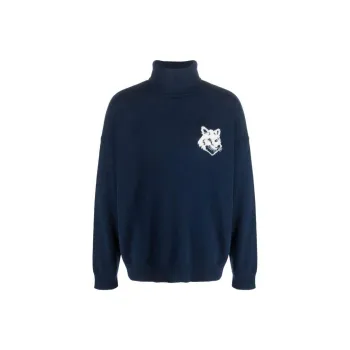 Maison Kitsune Roll Neck Fox Head Intarsia Knit Jumper