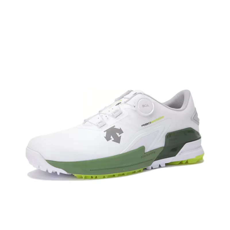 DESCENTE Cushioning Wear Resistant Low Top Golf Shoes Men's White Green-1