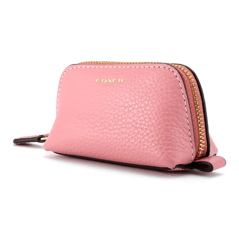 COACH Pebbled Leather Clutch Makeup Bag Regular Women's Pink-0