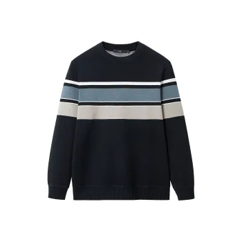 HLA Knitwear Men Navy Blue & White 50%
