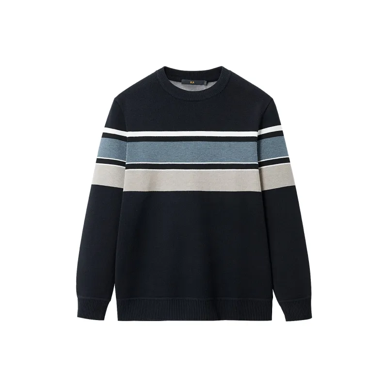 HLA Knitwear Men Navy Blue & White 50%-0