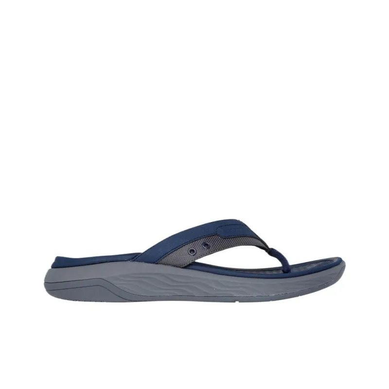Skechers Foam Sole Quiet Antibacterial Massage Flip Flops Men's Marine Blue-1