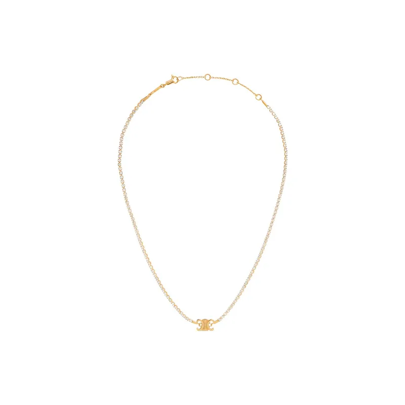 CELINE Triomphe Sparkle Necklace In Brass With Gold Finish And Strass-1